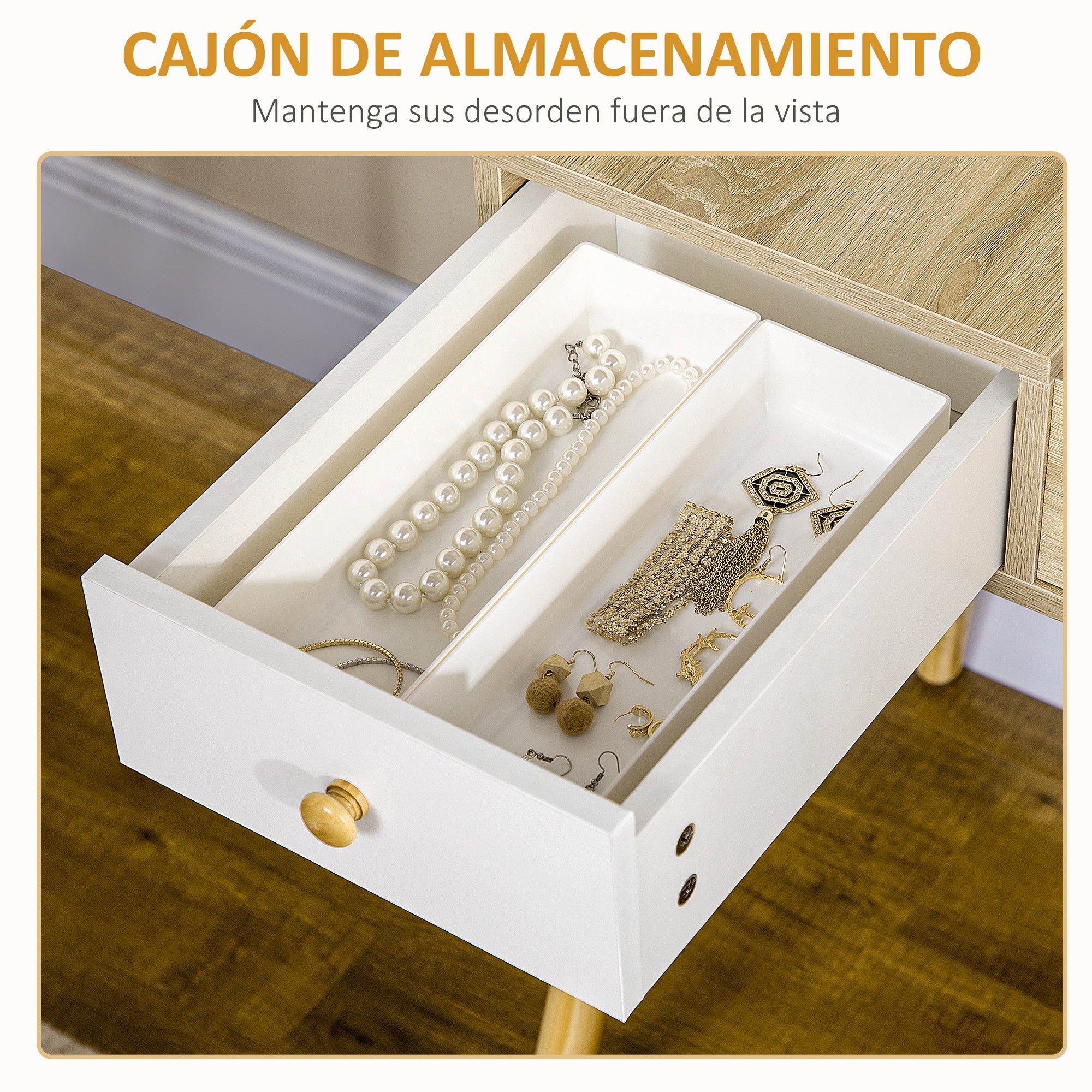 Makeup Dressing Table with Flip-Up Mirror Makeup Table with Padded Stool Soft Cushion Compartments and Drawers Solid Wood Legs 100x45x118 cm Natural Color