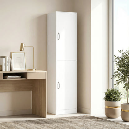 5-Tier Bookcase with 2 Doors, Adjustable Shelves | Modern Standing Shelf 40 x 35 x 180 cm (15.7 x 13.8 x 70.9 in), White