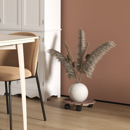 Set of 4 Round Plant Stands with Wheels - Flower Pot Holder Rolling Stand, for Indoor and Outdoor Use