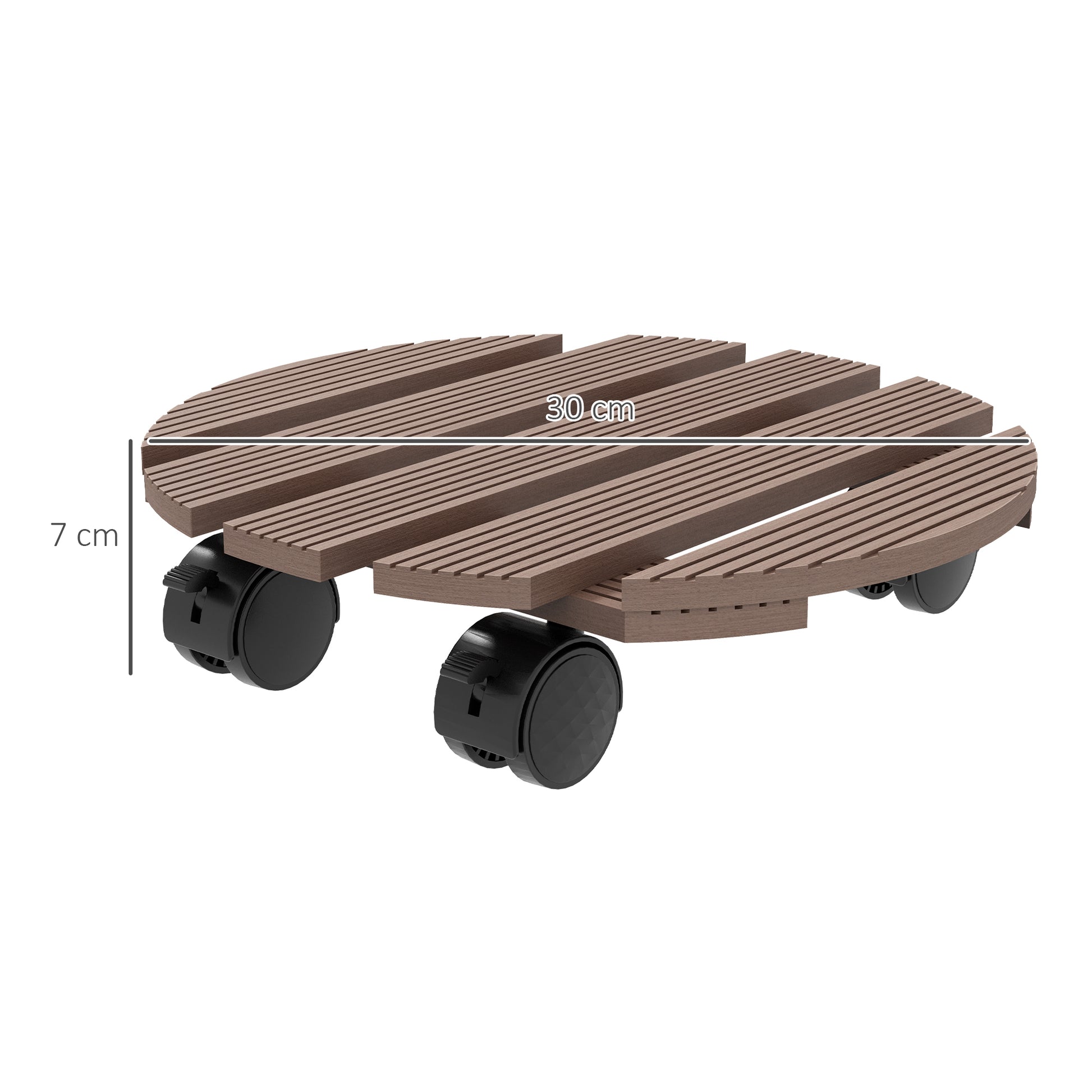Set of 4 Round Plant Stands with Wheels - Flower Pot Holder Rolling Stand, for Indoor and Outdoor Use