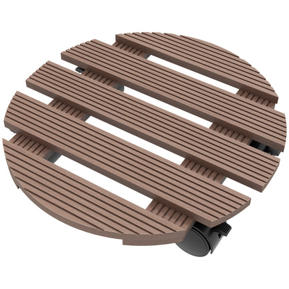 Set of 4 Round Plant Stands with Wheels - Flower Pot Holder Rolling Stand, for Indoor and Outdoor Use