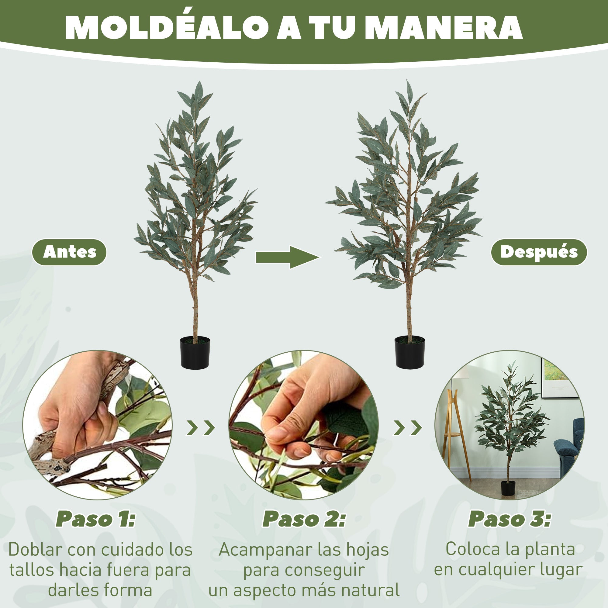 Large Decorative Artificial Plant 150 cm Laurel Artificial Plant with Pot and Leaves for Indoor Green