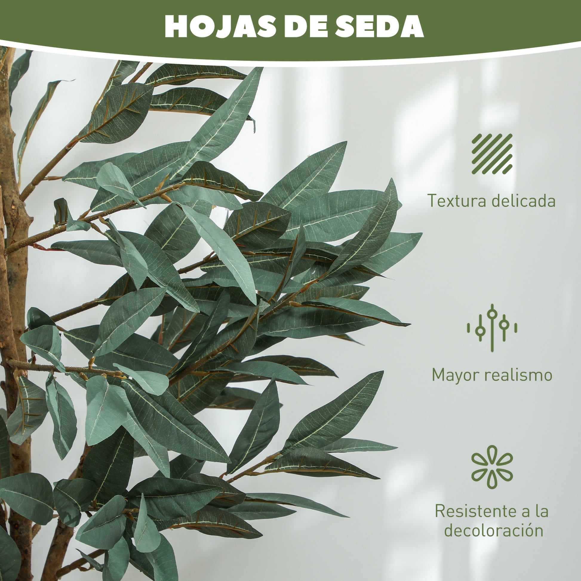 Large Decorative Artificial Plant 150 cm Laurel Artificial Plant with Pot and Leaves for Indoor Green