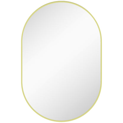 Oval Bathroom Mirror 60x90 cm with Aluminum Frame Decorative Wall Mirror Horizontal or Vertical for Living Room Entryway Hallway Gold