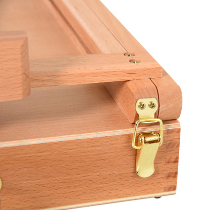 Easel Canvas Suitcase Easel Studio Easel Adjustable Angle Foldable with Drawer Beech Wood Natural 42 x 36 x 12.5 cm