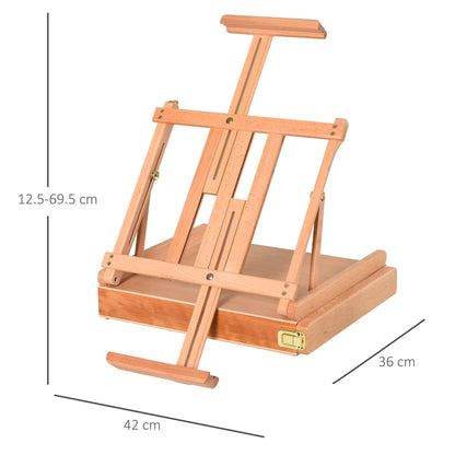 Easel Canvas Suitcase Easel Studio Easel Adjustable Angle Foldable with Drawer Beech Wood Natural 42 x 36 x 12.5 cm