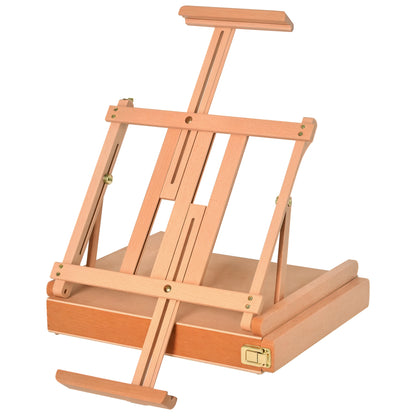 Easel Canvas Suitcase Easel Studio Easel Adjustable Angle Foldable with Drawer Beech Wood Natural 42 x 36 x 12.5 cm