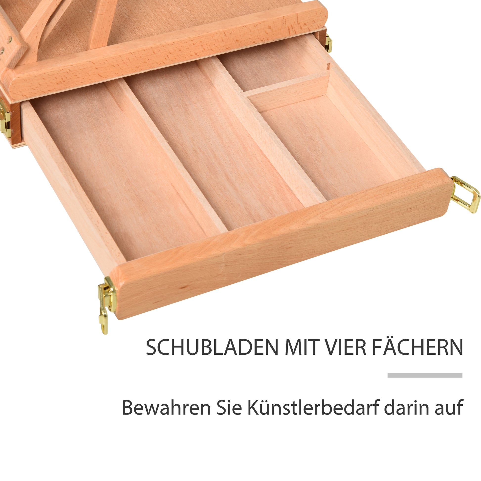 Easel Canvas Suitcase Easel Studio Easel Adjustable Angle Foldable with Drawer Beech Wood Natural 42 x 36 x 12.5 cm