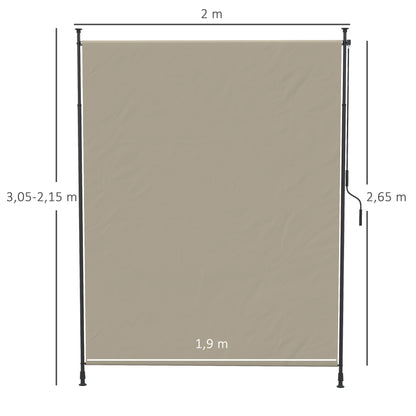 Vertical Awning, Vertical Awning with Hand Crank, Waterproof Privacy Screen, Retractable Sunshade UV Resistant, Adjustable Side Awning, 200 x 215-305 cm for Balcony, Terrace, Sand