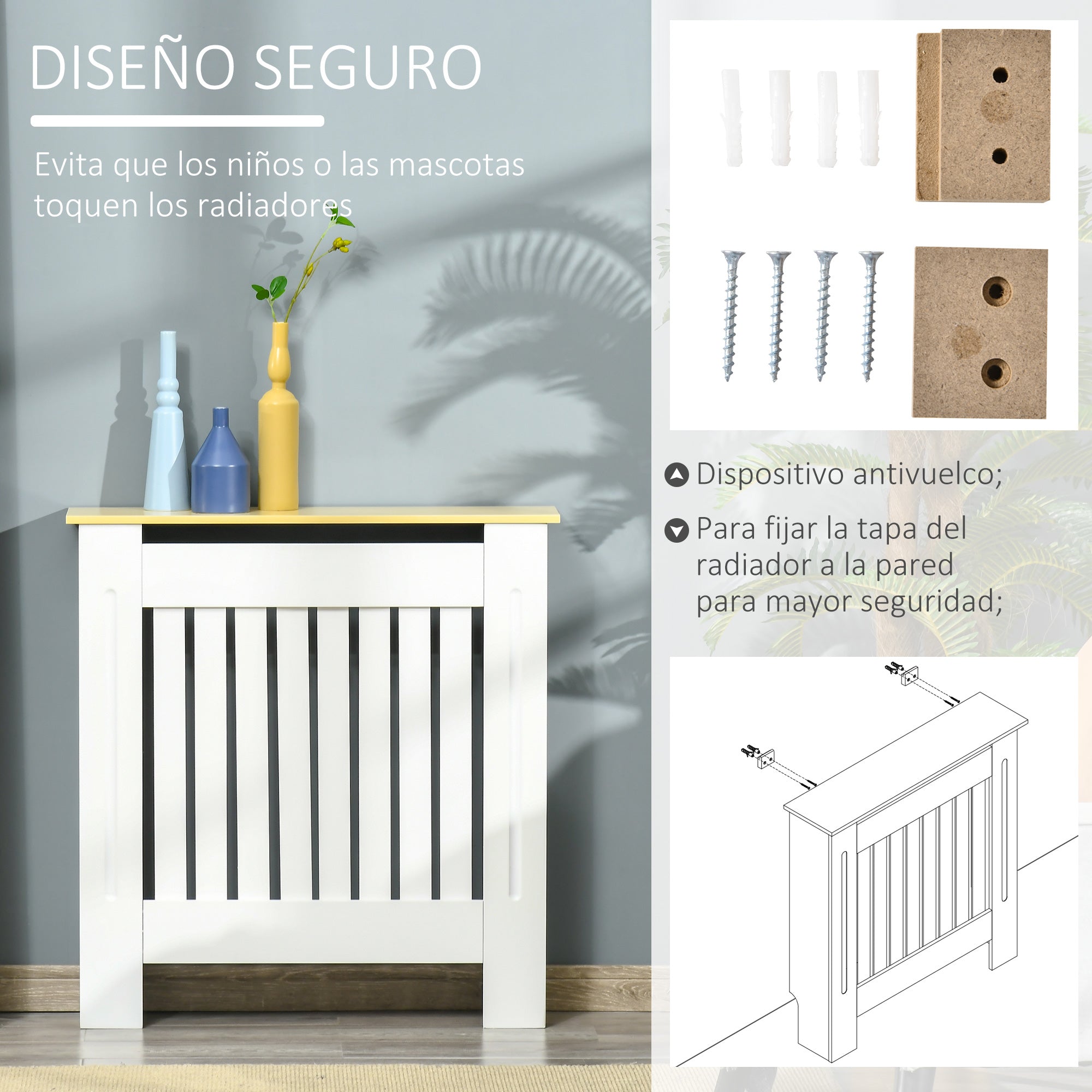 Radiator Cover 78x19x83 cm MDF Radiator Cover for Living Room Bedroom Hallway White