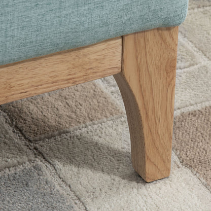 Storage Ottoman for Bedroom 72L Upholstered Linen Storage Bench with Wooden Legs and Adjustable Pads for Entryway Living Room 110x39x45 cm Light Green