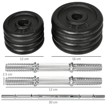 Dumbbell Set 2-Piece Adjustable Dumbbells and Barbells up to 20 KG Dumbbell Set Dumbbell with Connecting Rod Dumbbell Set for Home Strength Training Gym