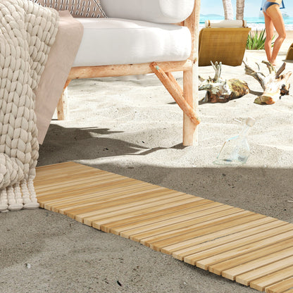 120 cm Garden Path, Roll-up Weatherproof Garden Step Decorative Wooden Step made of Fir Wood, for Garden, Balcony, Nature