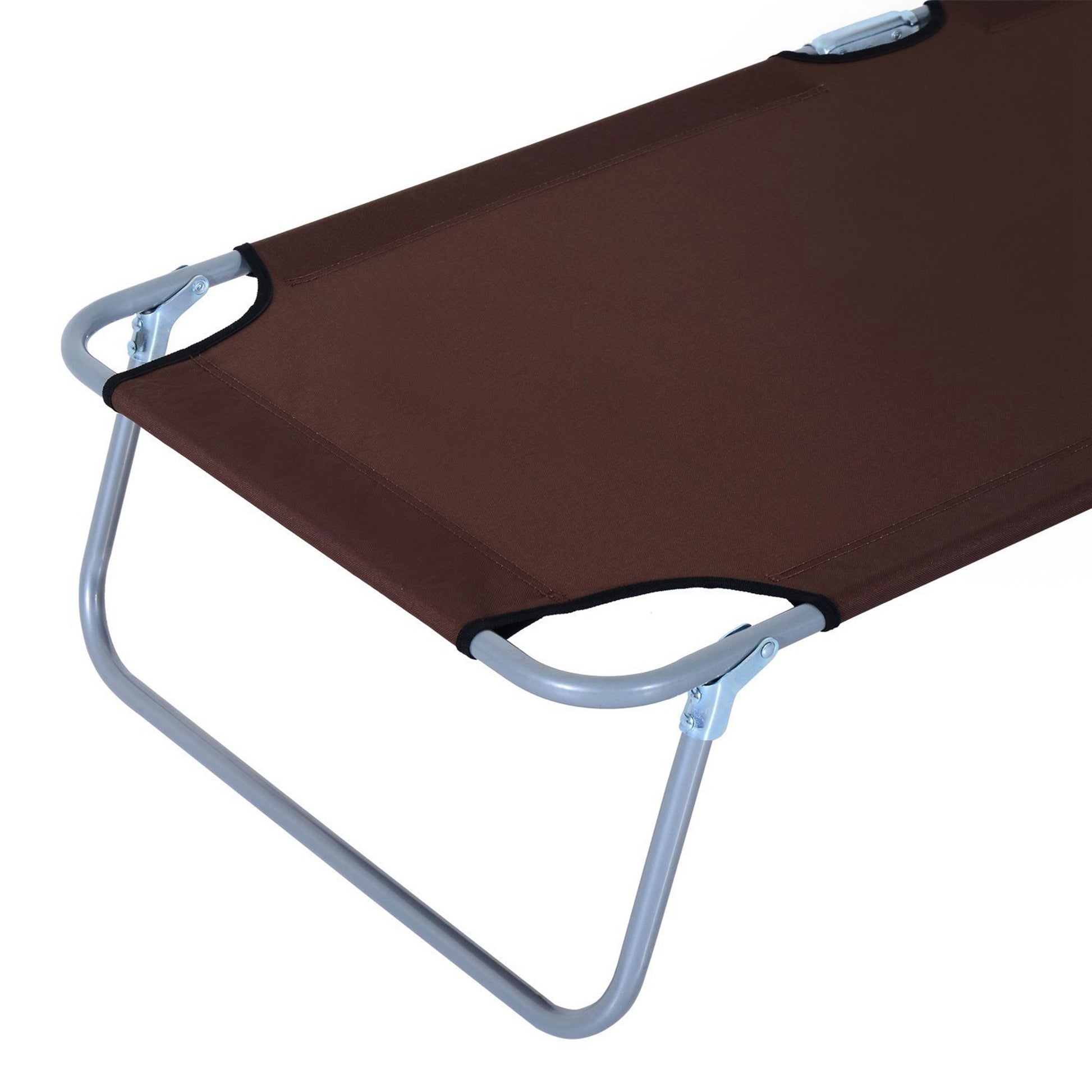 Folding Sun Lounger Garden Sunbed with Sun Protection Reclining Chair with 4-Position Adjustable Backrest Camping Lounger up to 120kg Load Capacity for Garden, Balcony, and Pool, 6 Colors (Brown)