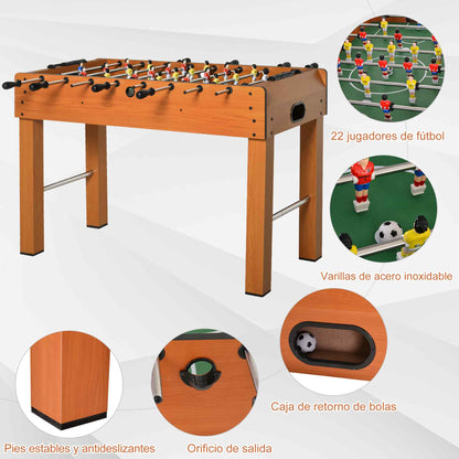 Professional Wood Foosball Table for Kids and Adults Foosball Table with 8 Rods and 2 Balls for Home or Game Rooms Easy to Assemble 122x61x80.7 cm Natural