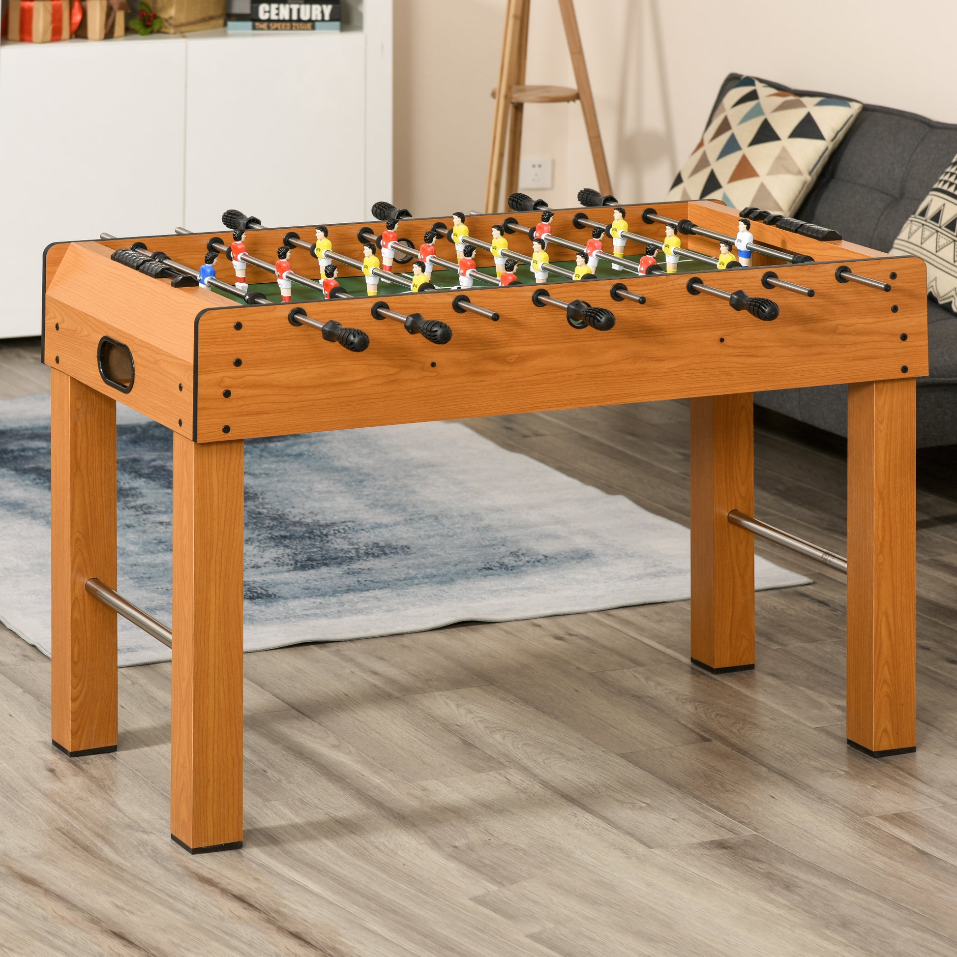 Professional Wood Foosball Table for Kids and Adults Foosball Table with 8 Rods and 2 Balls for Home or Game Rooms Easy to Assemble 122x61x80.7 cm Natural