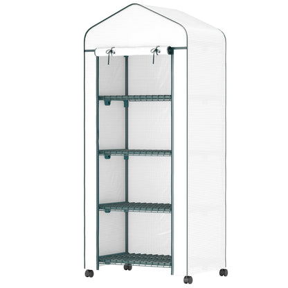 Greenhouse with Rollers, Shelves, Winterproof Steel Foil Greenhouse, Greenhouse for Balcony, Garden, Tomato House 69 x 50 x 165 cm, Tomato Greenhouse for Tomatoes, Flowers, Plants White