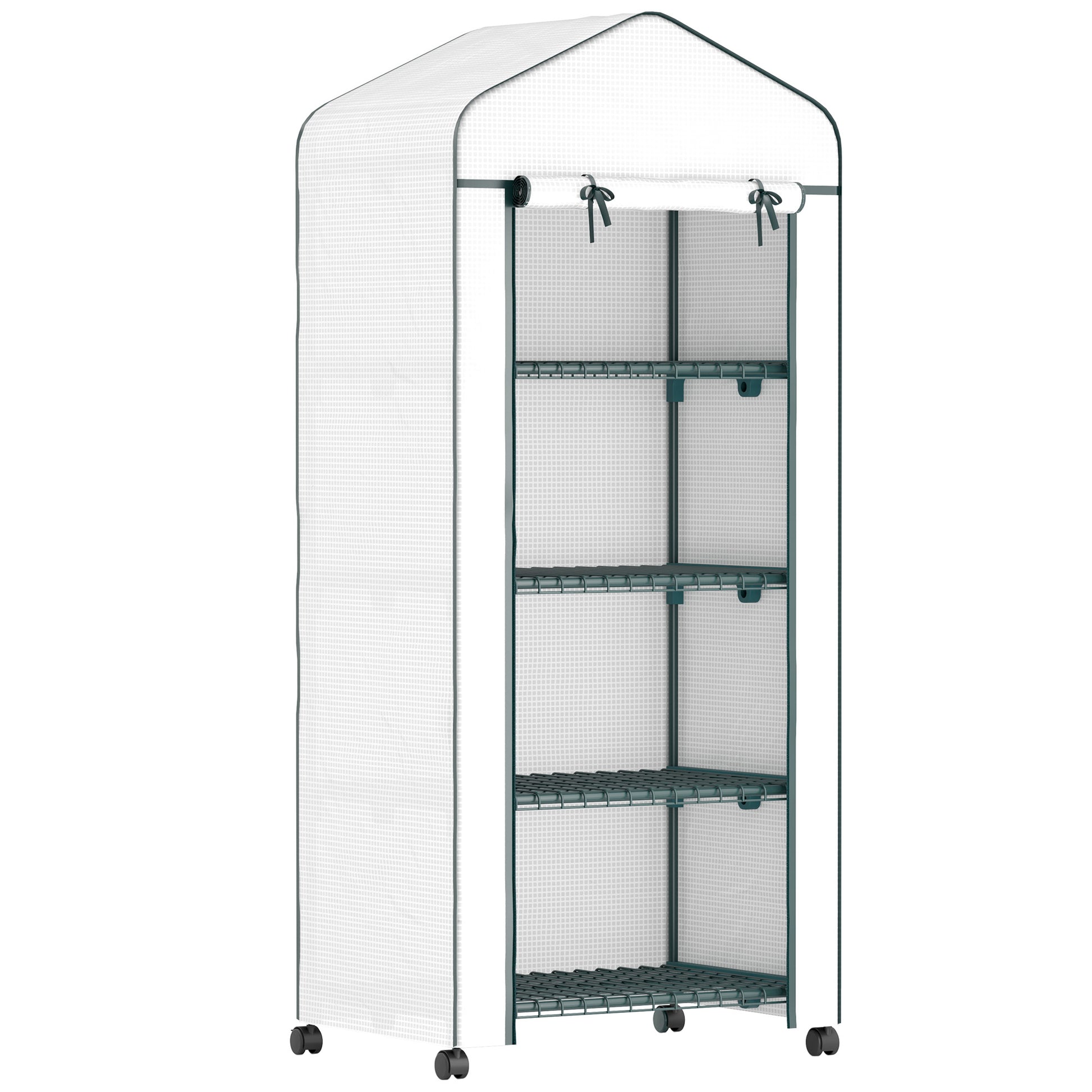 Greenhouse with Rollers, Shelves, Winterproof Steel Foil Greenhouse, Greenhouse for Balcony, Garden, Tomato House 69 x 50 x 165 cm, Tomato Greenhouse for Tomatoes, Flowers, Plants White