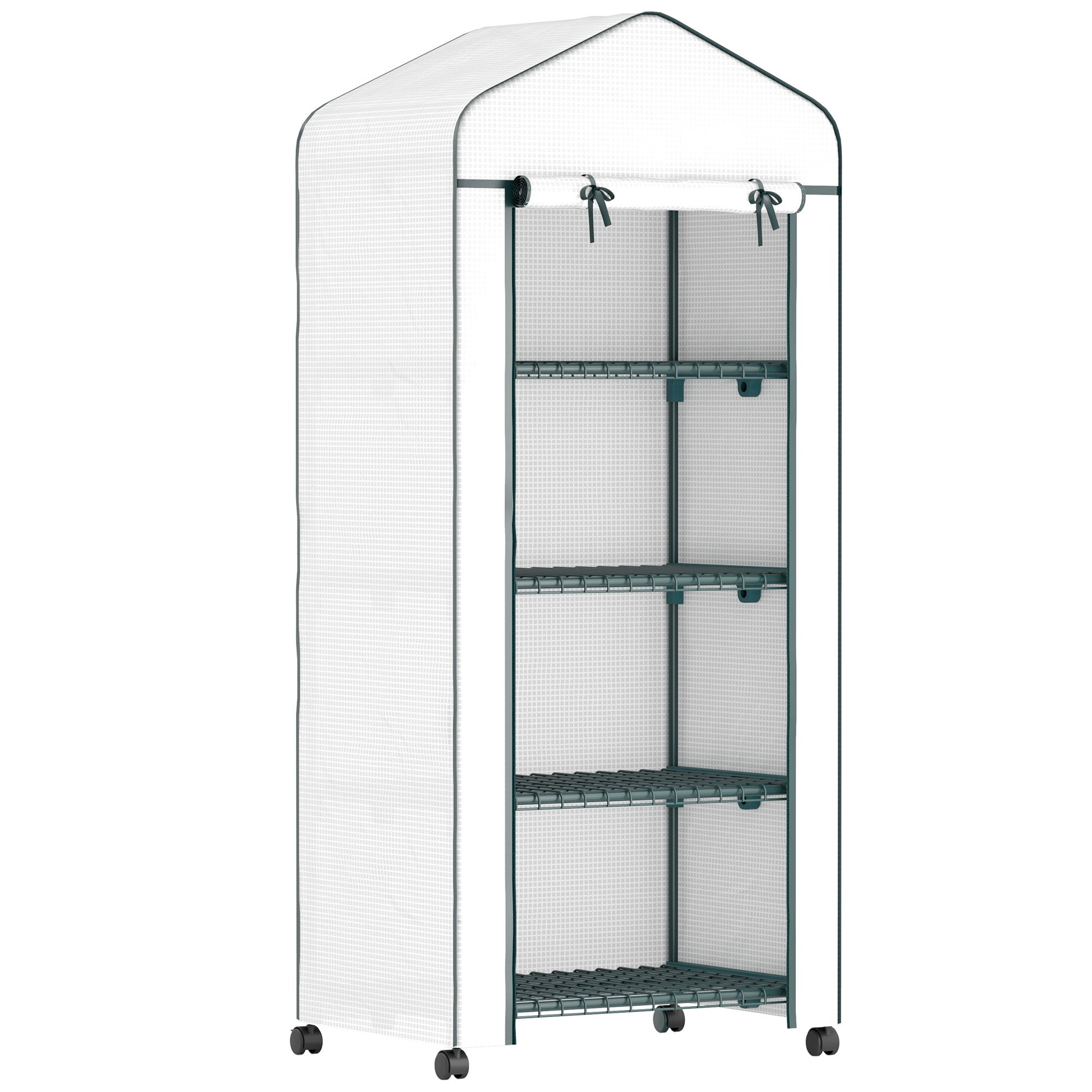 Greenhouse with Rollers, Shelves, Winterproof Steel Foil Greenhouse, Greenhouse for Balcony, Garden, Tomato House 69 x 50 x 165 cm, Tomato Greenhouse for Tomatoes, Flowers, Plants White