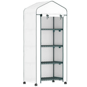 Greenhouse with Rollers, Shelves, Winterproof Steel Foil Greenhouse, Greenhouse for Balcony, Garden, Tomato House 69 x 50 x 165 cm, Tomato Greenhouse for Tomatoes, Flowers, Plants White