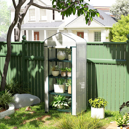 Greenhouse with Rollers, Shelves, Winterproof Steel Foil Greenhouse, Greenhouse for Balcony, Garden, Tomato House 69 x 50 x 165 cm, Tomato Greenhouse for Tomatoes, Flowers, Plants White