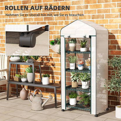 Greenhouse with Rollers, Shelves, Winterproof Steel Foil Greenhouse, Greenhouse for Balcony, Garden, Tomato House 69 x 50 x 165 cm, Tomato Greenhouse for Tomatoes, Flowers, Plants White