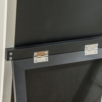 Full-Length Mirror 157x37 cm Floor or Wall Mirror with MDF Frame and Stand for Bedroom Living Room White and Dark Natural