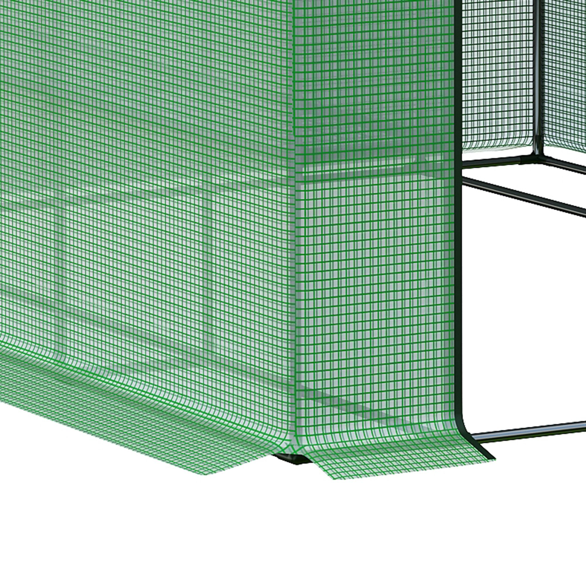 Walk-in Greenhouse with 8 Shelf Levels Tomato Greenhouse Green Steel PE Plastic 244 x 180 x 210 cm