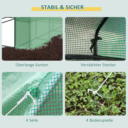 Walk-in Greenhouse with 8 Shelf Levels Tomato Greenhouse Green Steel PE Plastic 244 x 180 x 210 cm