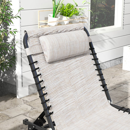 Set of 2 Folding Sun Loungers with Multiple Adjustable Positions Steel Thermoplastic Elastic Cords Black Textilene Cream