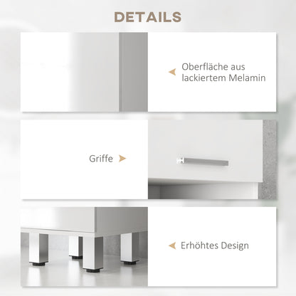 Slim Bathroom Cabinet, Tall Toilet Cabinet with High Gloss White Drawer, Adjustable Shelf and 2 Open Compartments, for Small Spaces Bathroom 30 x 30 x 180 cm White