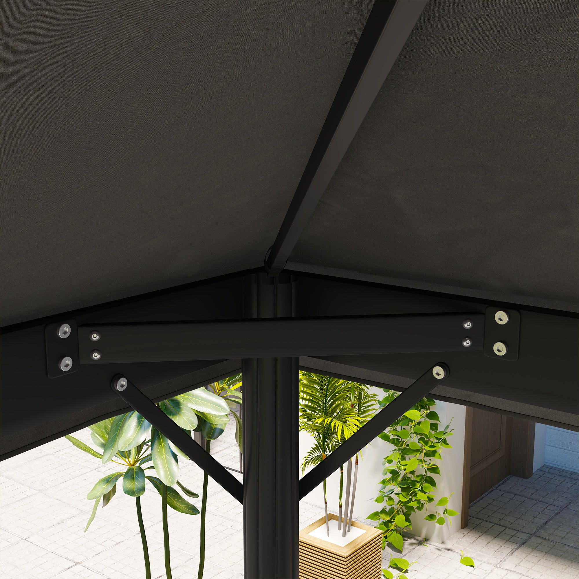 Replacement Canopy for Gazebo Tent Roof 4 x 3m, Double Roof with Drainage Holes, High Density 370g/m² Polyester, UPF30+ Sun Protection, CANOPY ONLY INCLUDED, Dark Gray