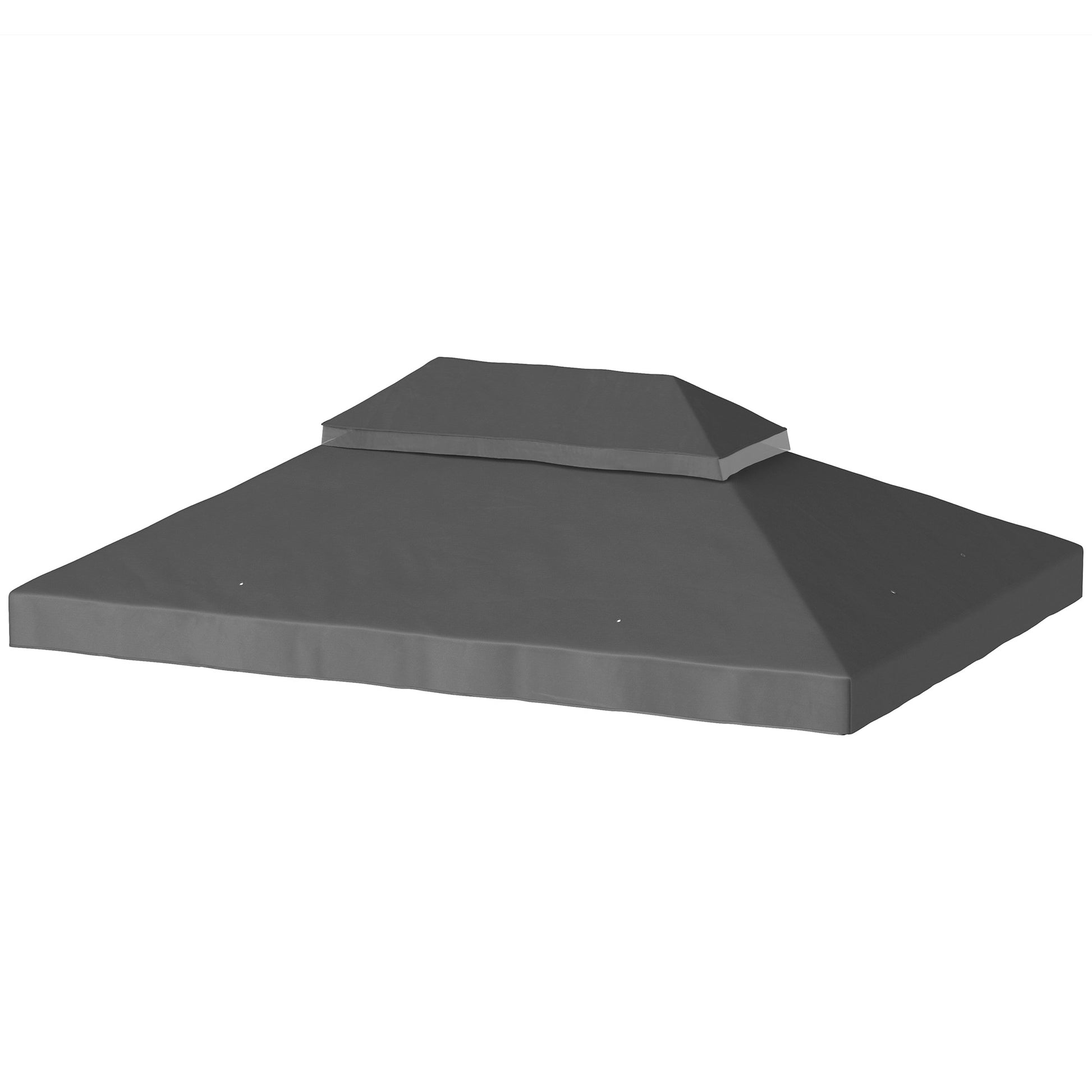 Replacement Canopy for Gazebo Tent Roof 4 x 3m, Double Roof with Drainage Holes, High Density 370g/m² Polyester, UPF30+ Sun Protection, CANOPY ONLY INCLUDED, Dark Gray
