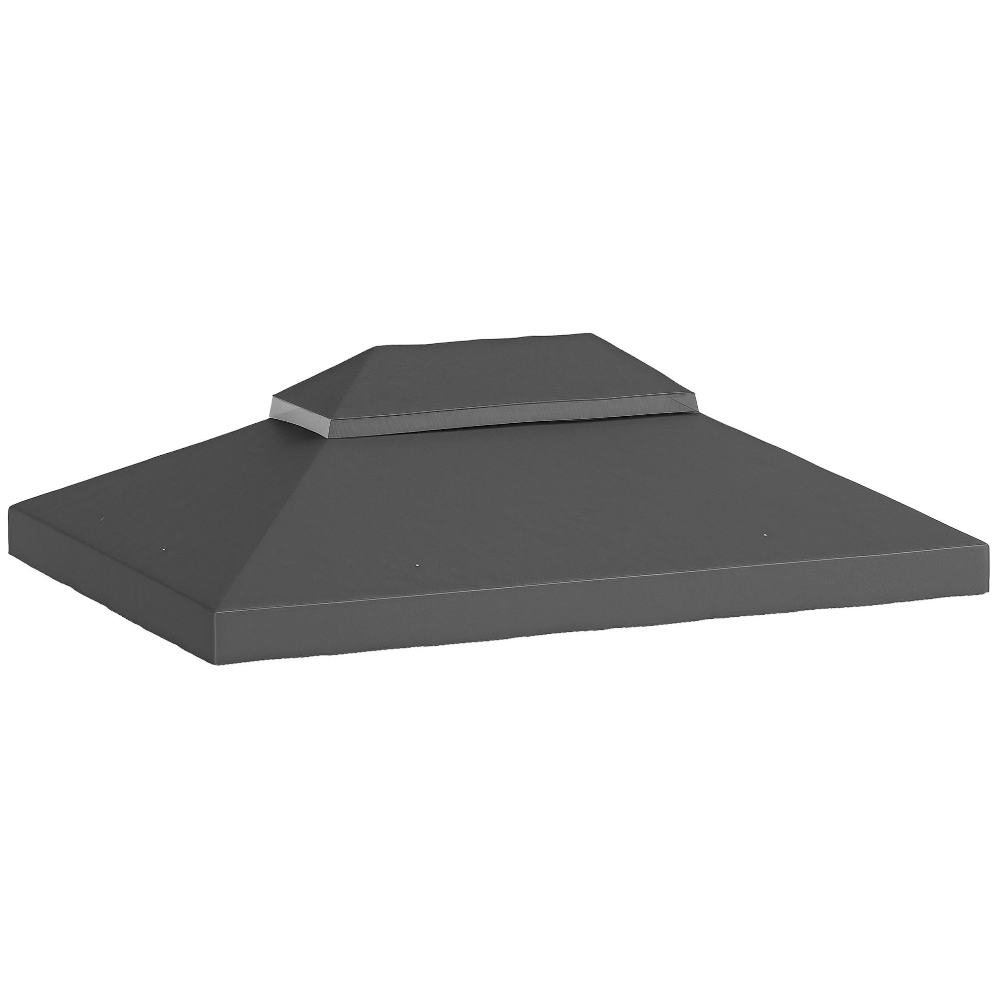 Replacement Canopy for Gazebo Tent Roof 4 x 3m, Double Roof with Drainage Holes, High Density 370g/m² Polyester, UPF30+ Sun Protection, CANOPY ONLY INCLUDED, Dark Gray
