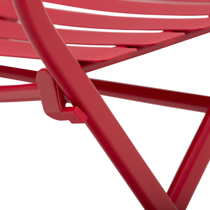Folding bistro garden set - round table Ø 60 cm with 2 folding chairs - red powder-coated metal