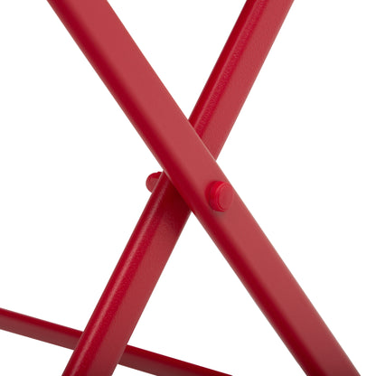 Folding bistro garden set - round table Ø 60 cm with 2 folding chairs - red powder-coated metal