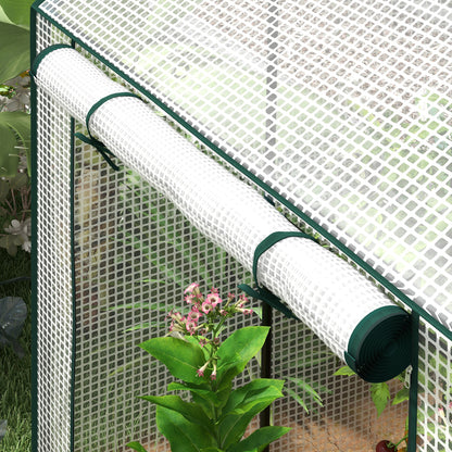 PE Garden Greenhouse, Balcony Greenhouse, Reinforced 135 g/m² Cover, Steel Frame, 2 Roll-up Zippered Doors, for Vegetables Plants Flowers, Indoor and Outdoor, 100 x 80 x 150 cm White