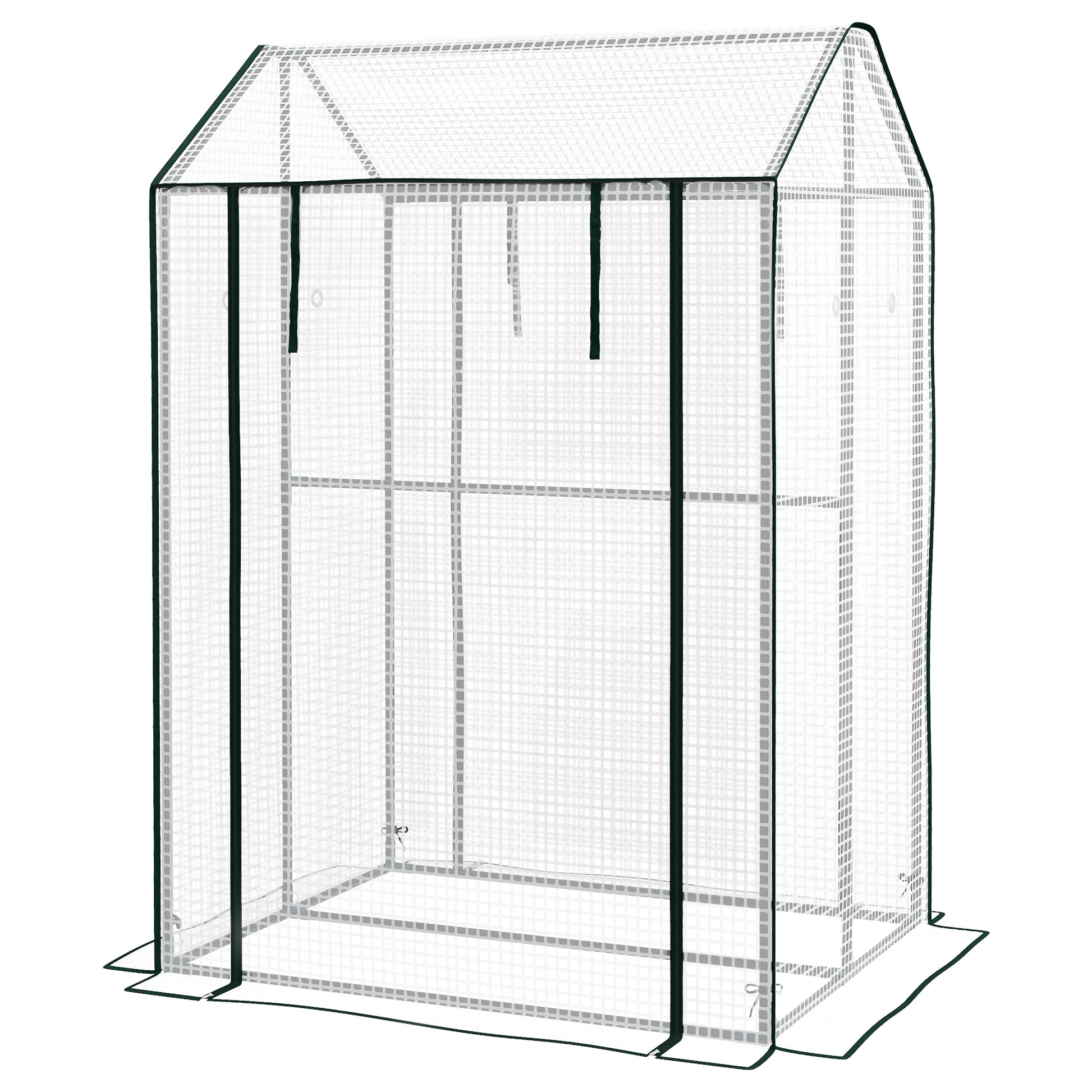 PE Garden Greenhouse, Balcony Greenhouse, Reinforced 135 g/m² Cover, Steel Frame, 2 Roll-up Zippered Doors, for Vegetables Plants Flowers, Indoor and Outdoor, 100 x 80 x 150 cm White