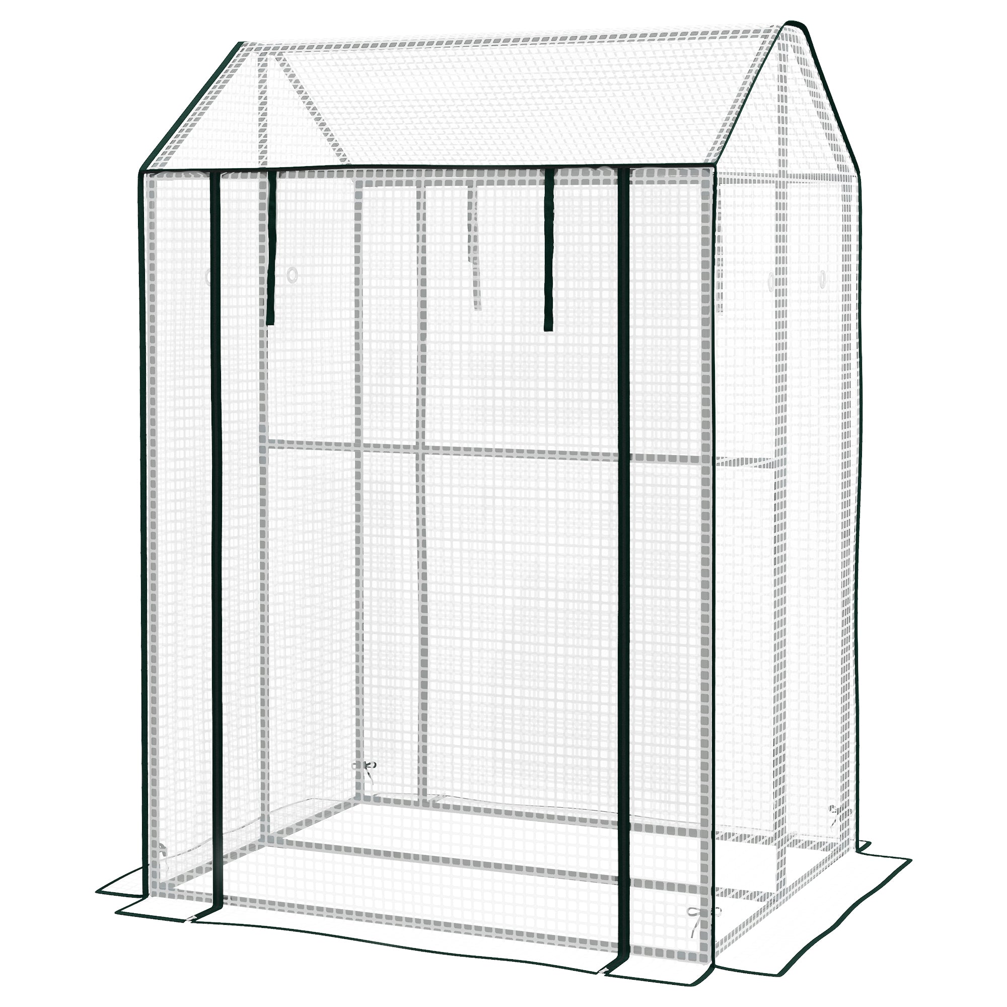 PE Garden Greenhouse, Balcony Greenhouse, Reinforced 135 g/m² Cover, Steel Frame, 2 Roll-up Zippered Doors, for Vegetables Plants Flowers, Indoor and Outdoor, 100 x 80 x 150 cm White