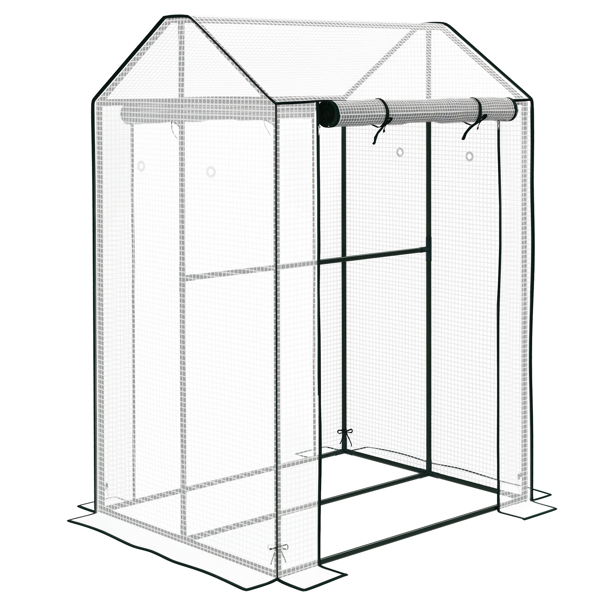 PE Garden Greenhouse, Balcony Greenhouse, Reinforced 135 g/m² Cover, Steel Frame, 2 Roll-up Zippered Doors, for Vegetables Plants Flowers, Indoor and Outdoor, 100 x 80 x 150 cm White