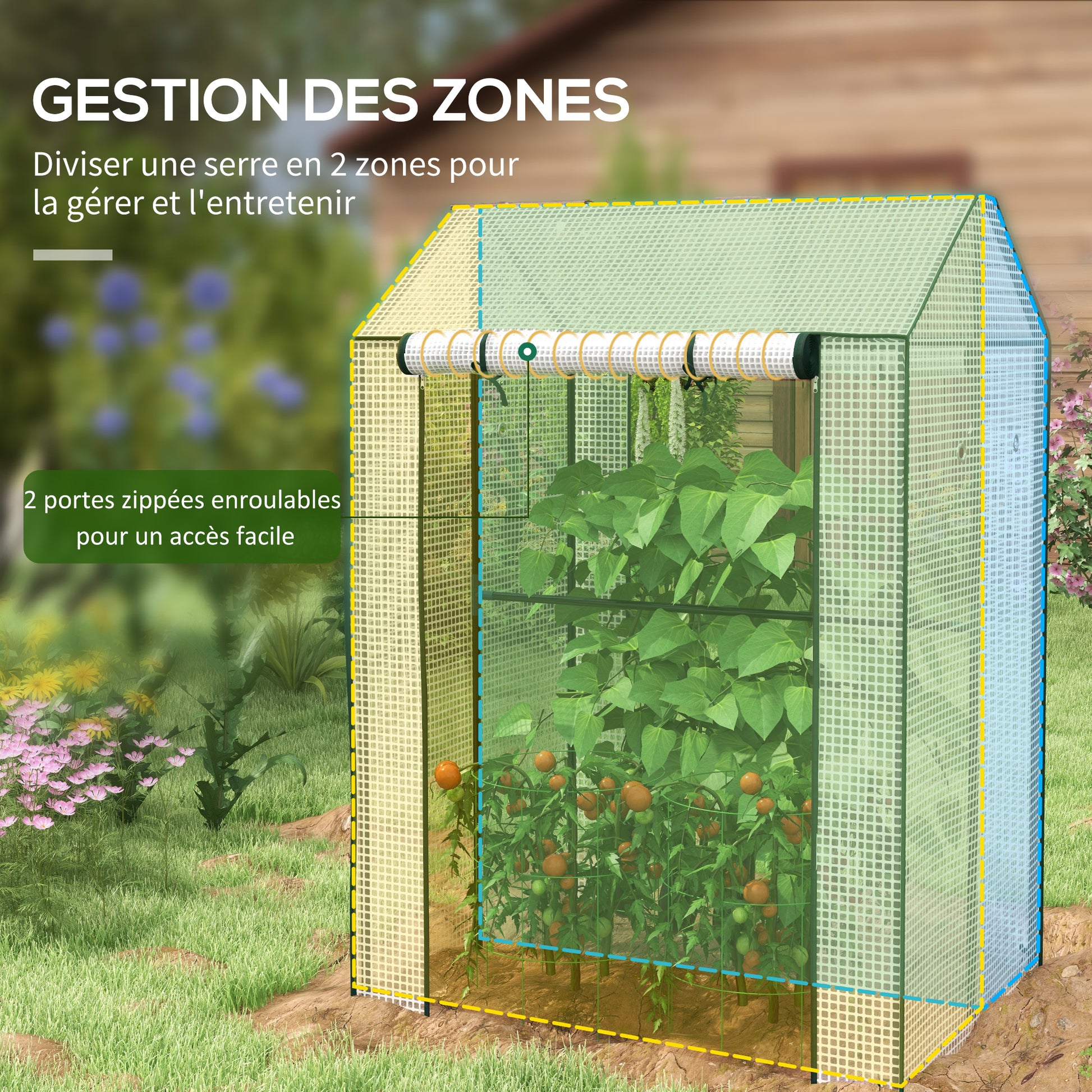 PE Garden Greenhouse, Balcony Greenhouse, Reinforced 135 g/m² Cover, Steel Frame, 2 Roll-up Zippered Doors, for Vegetables Plants Flowers, Indoor and Outdoor, 100 x 80 x 150 cm White