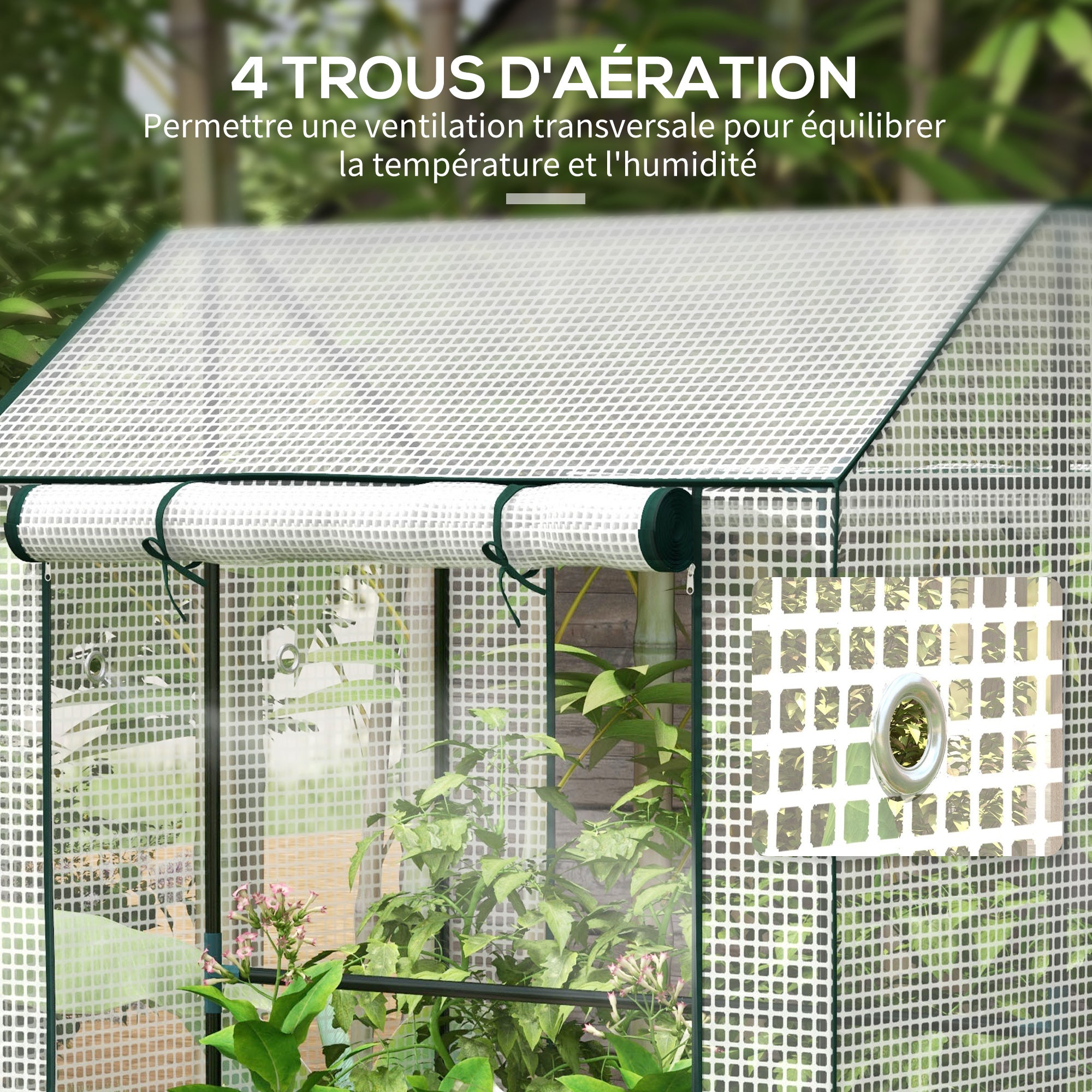 PE Garden Greenhouse, Balcony Greenhouse, Reinforced 135 g/m² Cover, Steel Frame, 2 Roll-up Zippered Doors, for Vegetables Plants Flowers, Indoor and Outdoor, 100 x 80 x 150 cm White
