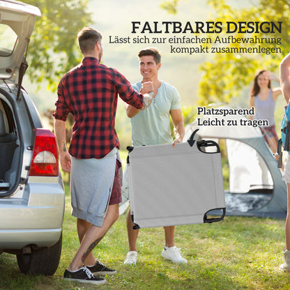Folding Sun Lounger with Canopy Mattress, Recliner with 4-Position Adjustable Backrest, Weather-Resistant Camping Lounger up to 120 kg load capacity, Garden Chair for Outdoor Garden, Light Grey