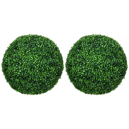 Set of 2 Artificial Boxwood Topiary Balls Ø50cm, Decorative Indoor and Outdoor Fake Plants, Green