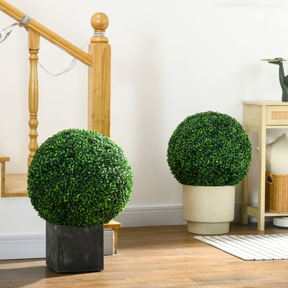 Set of 2 Artificial Boxwood Topiary Balls Ø50cm, Decorative Indoor and Outdoor Fake Plants, Green