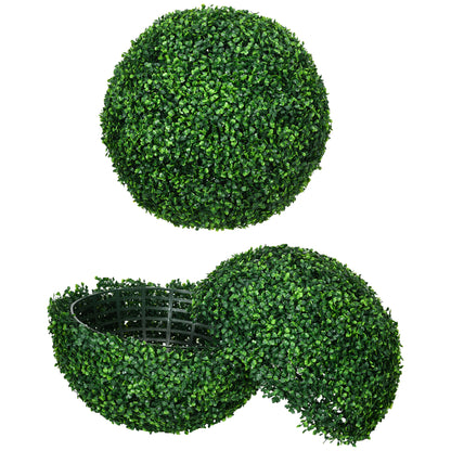 Set of 2 Artificial Boxwood Topiary Balls Ø50cm, Decorative Indoor and Outdoor Fake Plants, Green