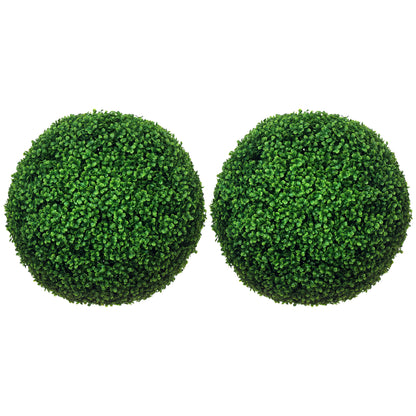 Set of 2 Artificial Boxwood Topiary Balls Ø50cm, Decorative Indoor and Outdoor Fake Plants, Green