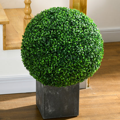 Set of 2 Artificial Boxwood Topiary Balls Ø50cm, Decorative Indoor and Outdoor Fake Plants, Green