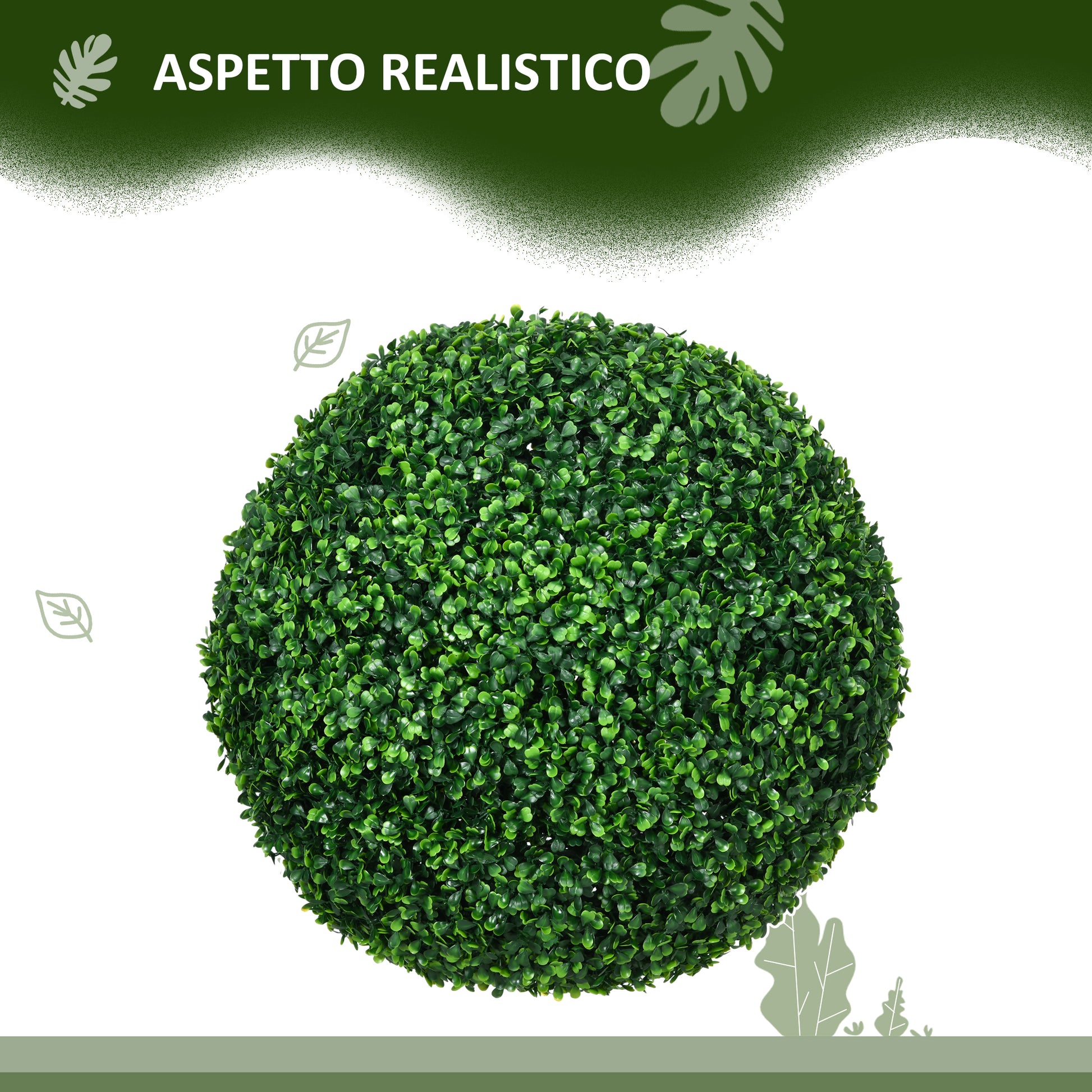 Set of 2 Artificial Boxwood Topiary Balls Ø50cm, Decorative Indoor and Outdoor Fake Plants, Green