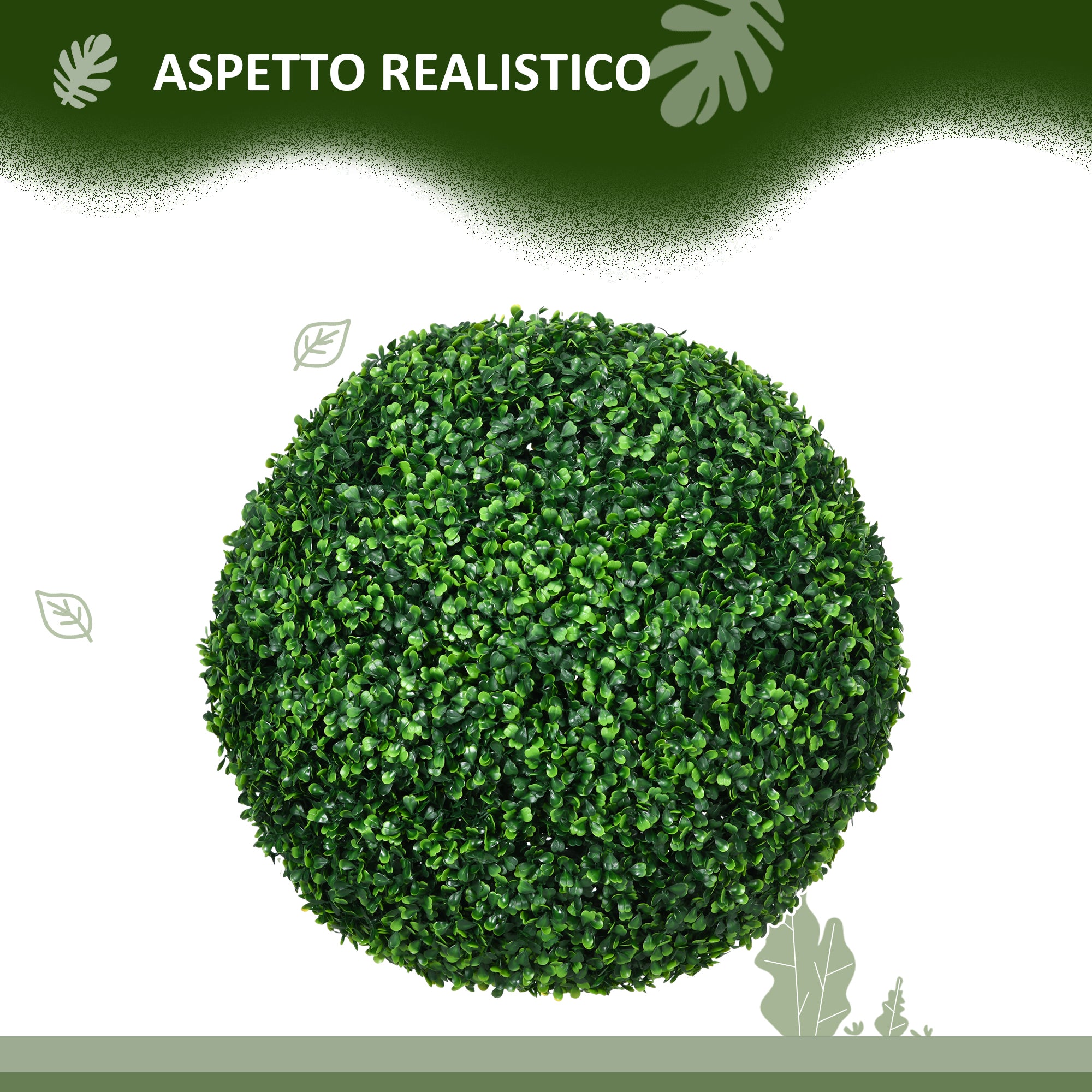 Set of 2 Artificial Boxwood Topiary Balls Ø50cm, Decorative Indoor and Outdoor Fake Plants, Green